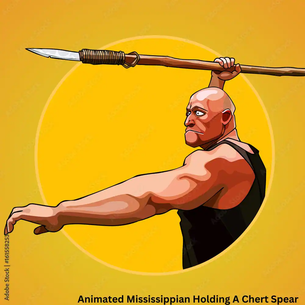 Animated Mississippian Holding A Chert Spear